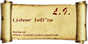 Lichner Ivána névjegykártya